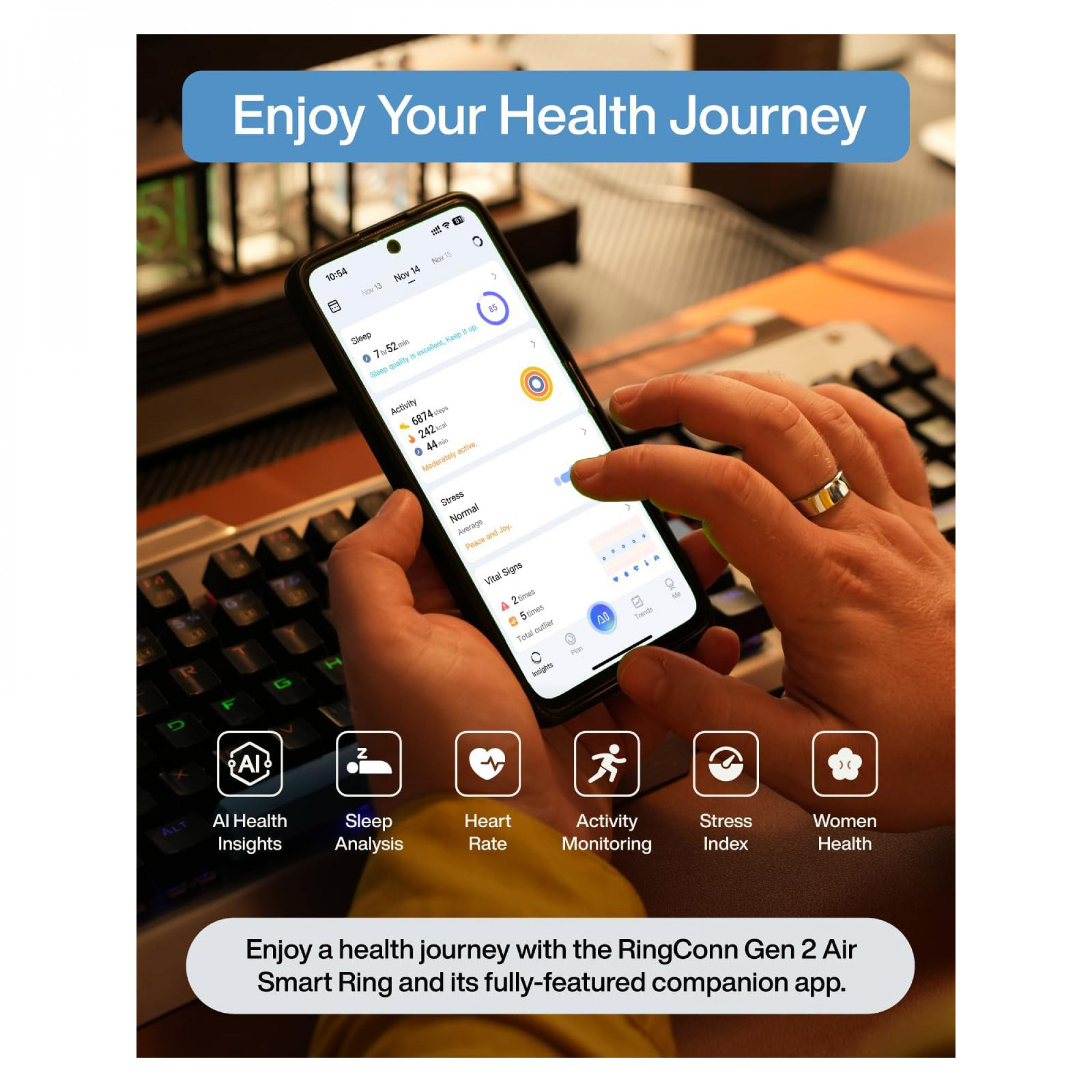 Розумне кільце RingConn Gen 2 Air Dune Gold